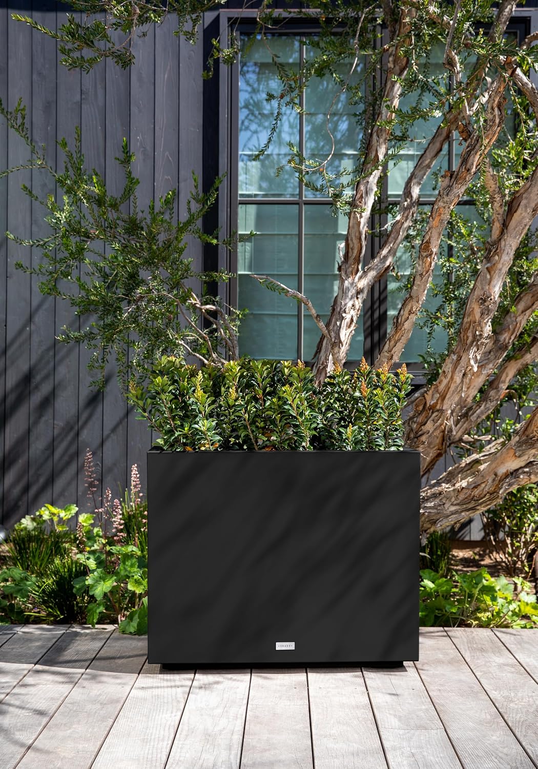 Veradek Block Series Span Plastic Planter - Tall Rectangular Planter for Indoor or Outdoor Patio/Porch | Durable All-Weather with Removable Insert Bucket | Modern Design for Plants, Flowers, Garden