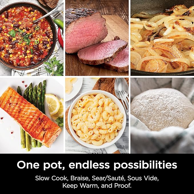 Ninja® 12-in-1 PossibleCooker™ PLUS | 8.5-qt - Sous Vide & Proof Multi-Cooker | Slow Cooker, Dutch Oven & More | Glass Lid & Integrated Spoon | Nonstick | Oven Safe Pot to 500°F | Black | MC1010