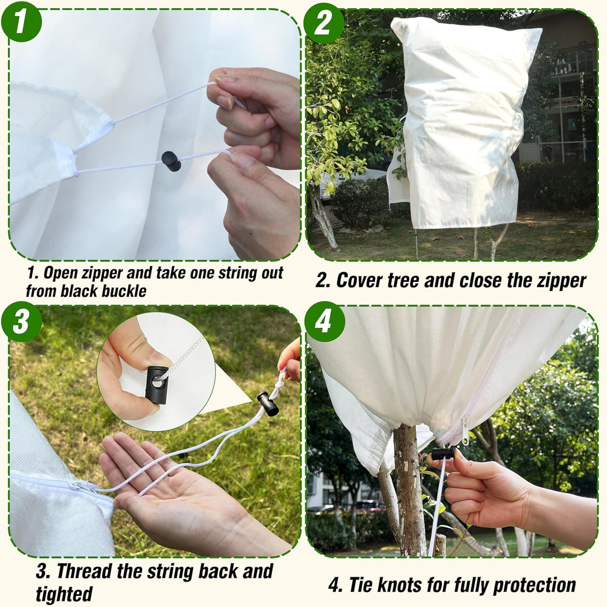 Gardzen 5-Pack Plant Covers Freeze Protection, Drawstring Tree Cover with Zipper, Winter Freeze Plant Protection, Tree Jacket Frost Blanket for Outdoor Plants, 54”×72”