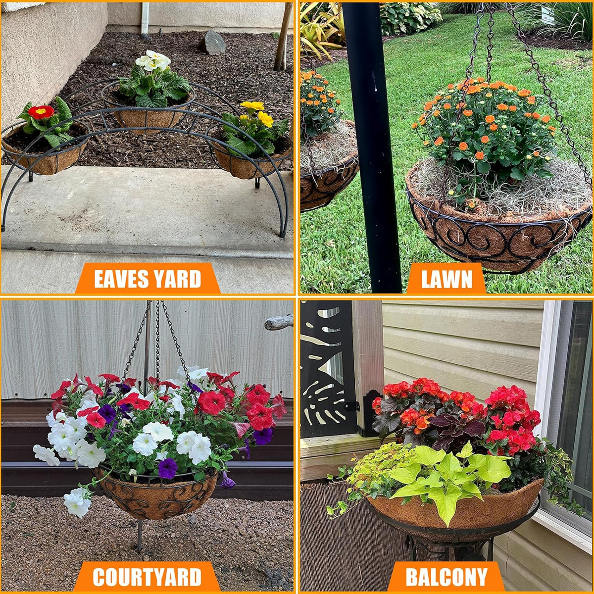 Coco Liners for Planters 18 Inch, 4 Pack Round Hanging Basket Liners, Coconut Fiber Liners for Planters Flowers Garden