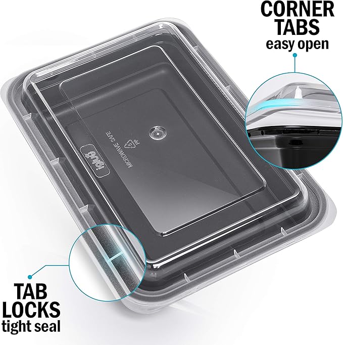 Igluu Meal Prep Containers Reusable (20 Pack) – Food Containers with Lids – Stackable, Microwave, Freezer & Dishwasher Safe – 28oz – 1 Compartment – BPA-Free